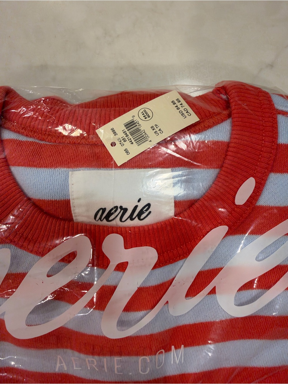 aerie Women's Striped Red & Blue Sweatshirt and Heather Gray Crew size XS & S - Picture 2 of 4